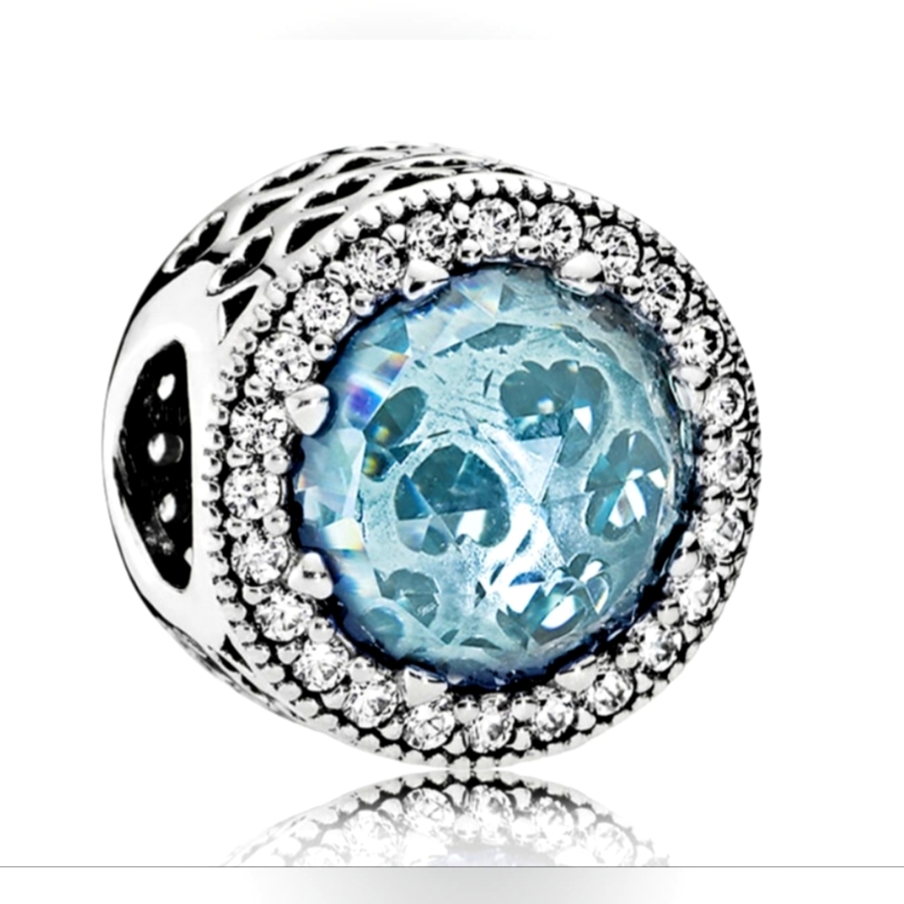 Pandora Radiant Hearts Sky Blue Charm.
